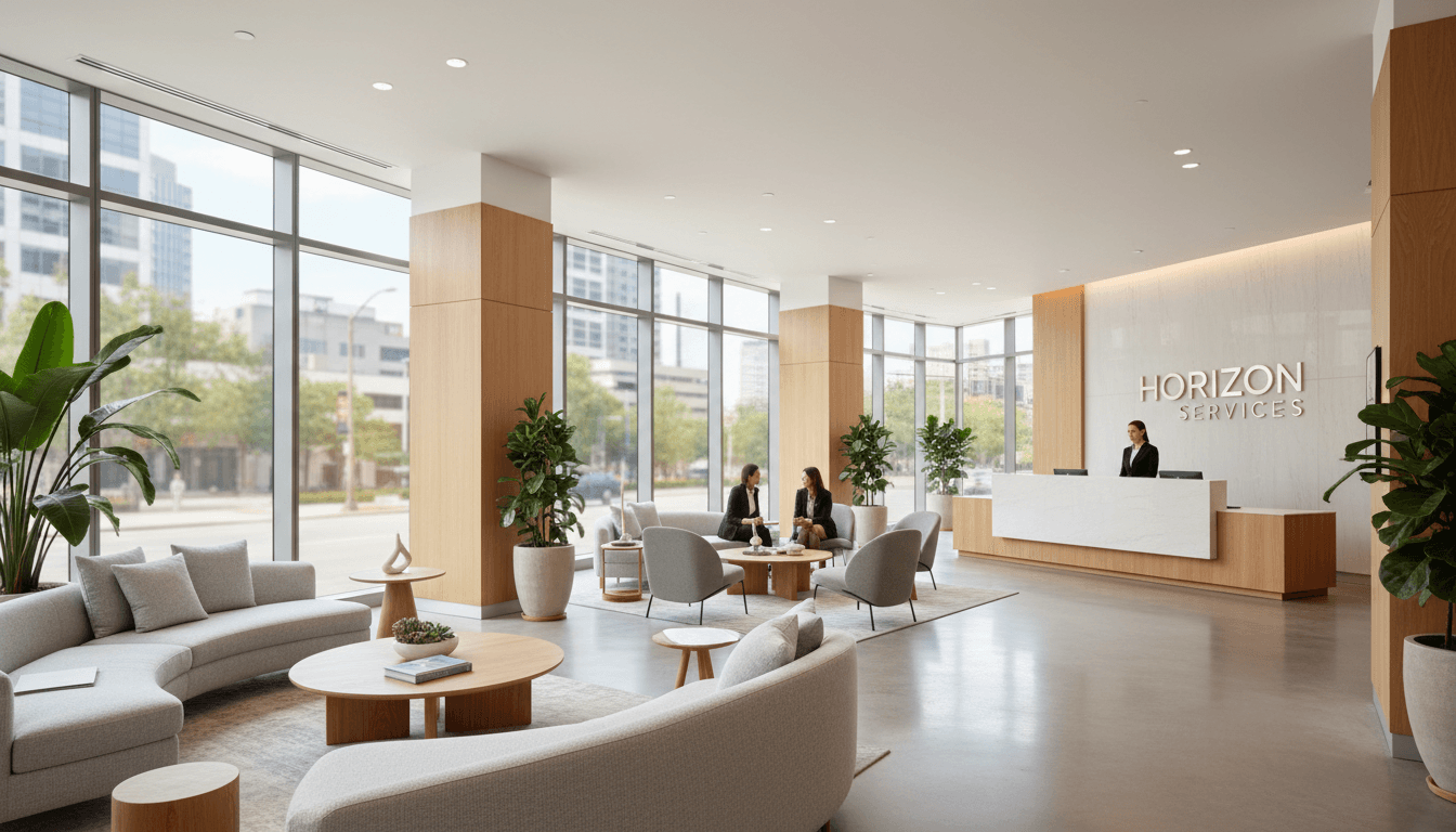 Tidy commercial office interior after cleaning